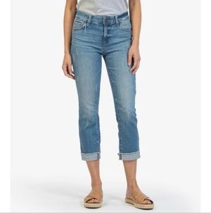 Kut From The Kloth Amy Crop Straight Leg Mid Rise Denim Jeans Sz 4